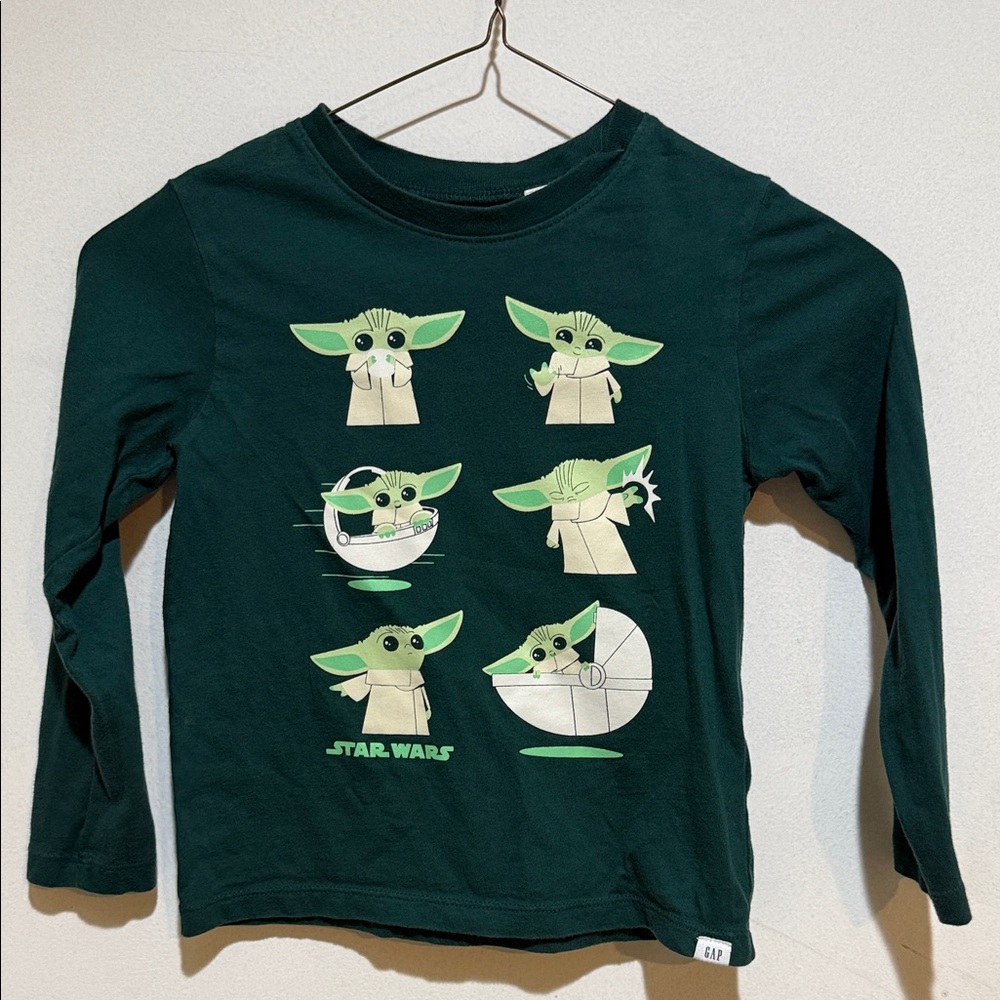 Star Wars Yoda Kids Dark Green Long Sleeve Tee
